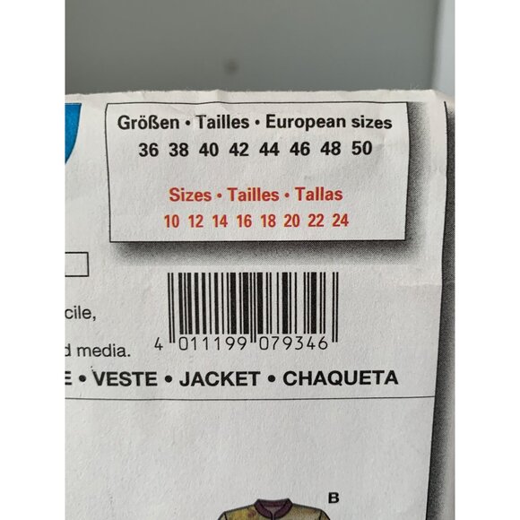 Burda A7934 Jacket Sewing Pattern Size 10 12 14 16 18 20 22 24 uncut - Picture 2 of 3